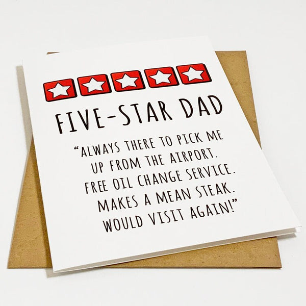 Highly Rated Father's Day Card - Five Star Dad - Witty Review Father's Day Card To The Best Dad In The World - Awesome Dad