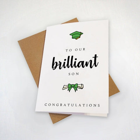 Customized Son Graduation Card, Lovely Congratulations Card For Son, Adorable Grad Card For Him