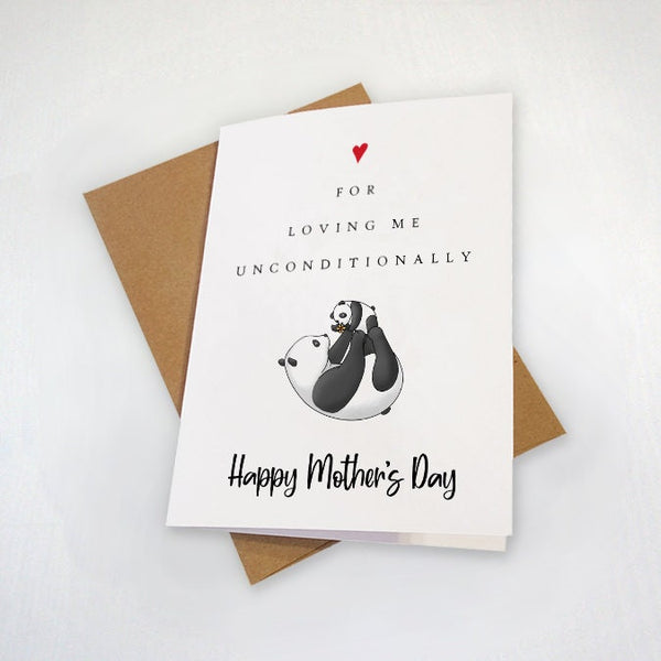 Panda Bear Mother's Day Greeting Card - Affectionate Mother's Day Present - Adorable Mother's Day Gift For Mom - White A2 Matte Card