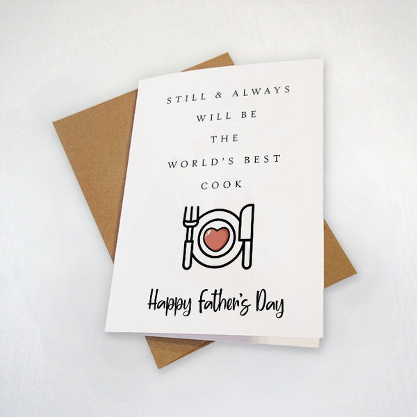 World's Best Cook Father's Day Card - Kind & Lovely Greeting Card For Dad - A2 Matte White Greeting Card