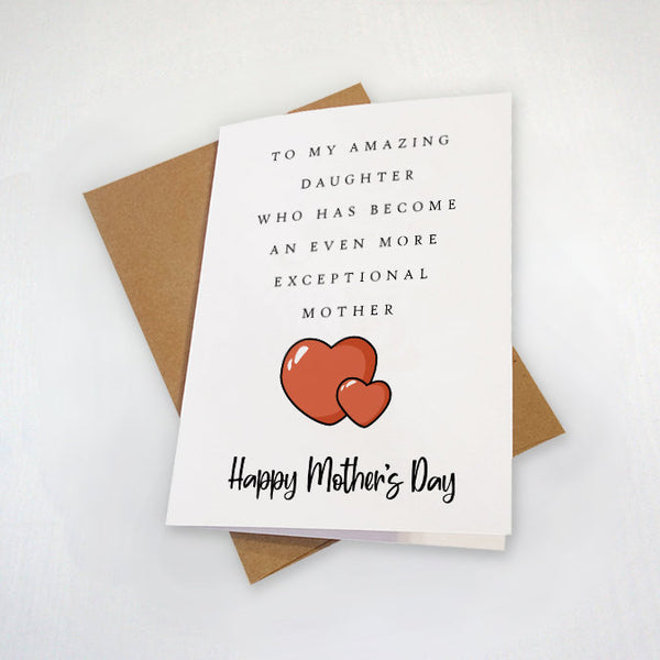 Exceptional Mother's Day Card,  Lovely Mothers Day Card From Mother To Daughter, Cute Mothers Day Card