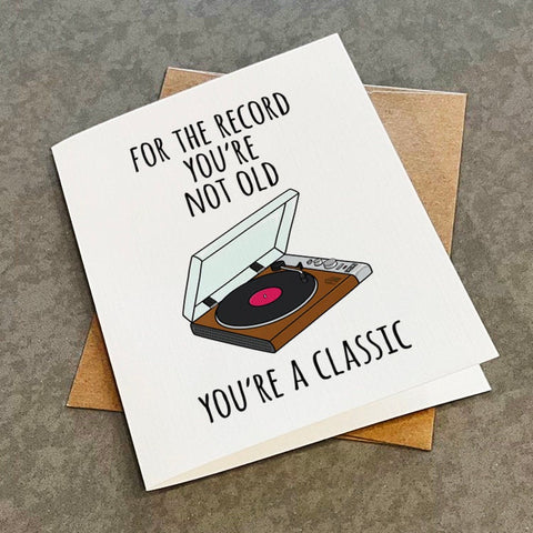 Funny Birthday Card For Vinyl Collector - Classic Retro Turntable Record Player Birthday Card - Birthday Card For Grandpa or Dad