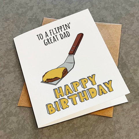 A Flipping Great Dad - Grill Master Birthday Card For Dad - Smash Burgers With Cheese - BBQ King