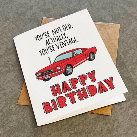 Funny Birthday Card For Vintage Car Enthusiast - Funny Birthday Card For Dad or Grandpa - Car Collector Dad - Oldschool Birthday