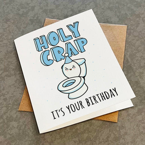 Toilet Birthday Card - Potty Humour Birthday Card- Holy Crap It's Your Birthday - Funny Birthday Card For Niece or Nephew - Toilet Paper