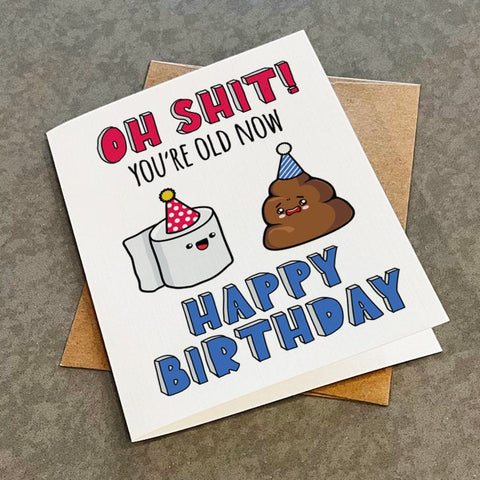 Poop Emoji Birthday Card - Funny Potty Humour Birthday Card - Toilet Paper Sad Emoji Birthday Card - Funny Birthday Card For Grandparents