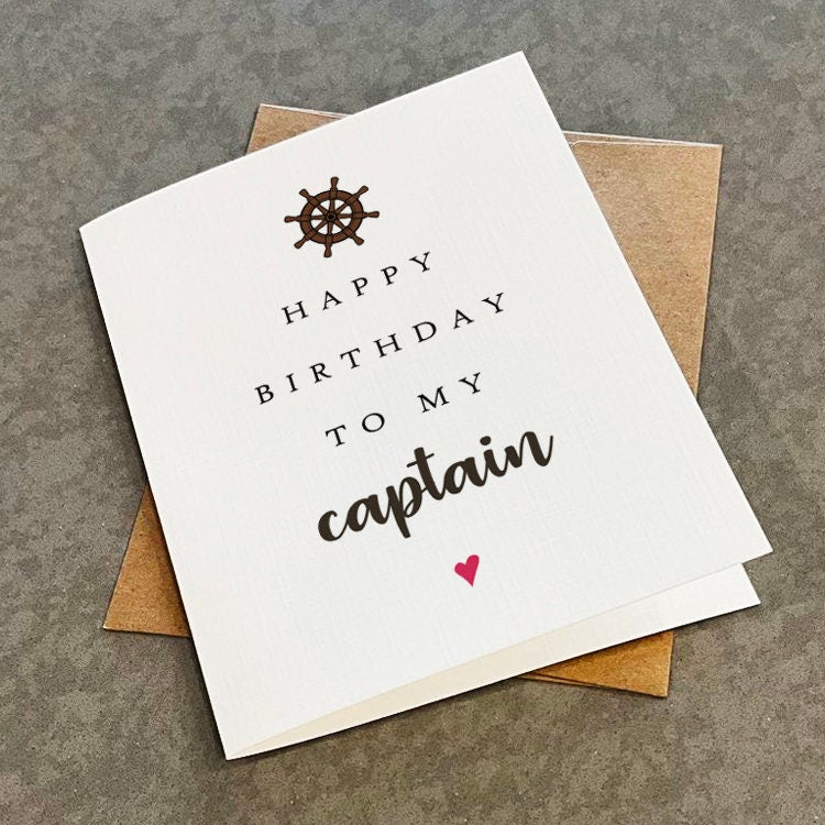 Nautical Themed Birthday Card For Husband, Happy Birthday To My Captain, Adorable Birthday Card For Him - Birthday Card for Husband