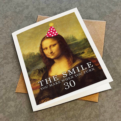 Mona Lisa Birthday Card, Funny 30th Birthday Greeting Card For Her, Birthday Card For Sister, Birthday Card For Cousin, Wife Birthday Gift