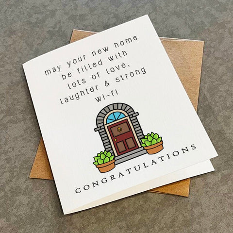 New Home Congratulations Card, Funny Congrats Card For New House. Cute Housewarming Card For New Home Owner, New Apartment Card