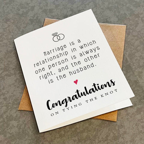 Funny Wedding Congratulations Card For Her, Funny Marriage Card For Bride, Hilarious Congrats Card For New Married Couple, Funny Quote