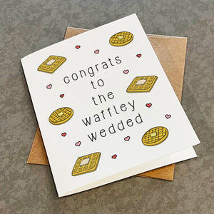 Cute Getting Card For Just Married Couple, Waffley Wedded Congratulations Card, Funny Wedding Card, Congrats Card For Bestie, Newly Weds