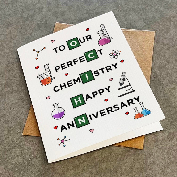 Perfect Chemistry Anniversary Card - Cute Anniversary Card For Scientist - Funny Anniversary Card For Husband, Wife