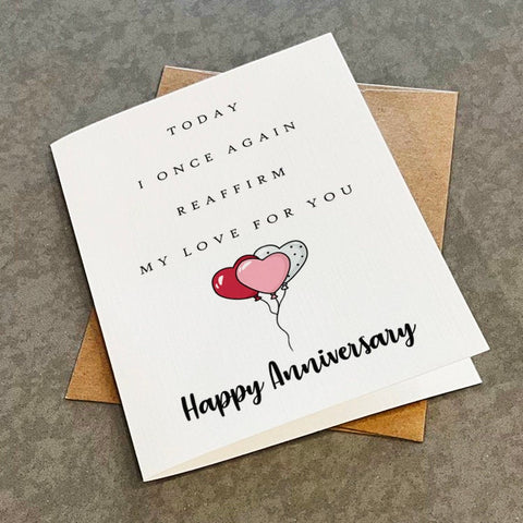 Sweet Anniversary Card for Wife - Reaffirm My Love For You, Beatiful Anniversart Card for Wife Card, Card For Husband