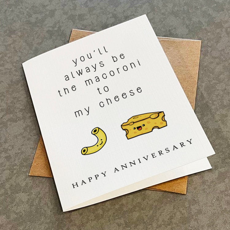 Cute Macaroni & Cheese Anniversary, Lovely Anniversary Present For Husband, Adorable Anniversary Gift For Him, Card For Girlfriend,