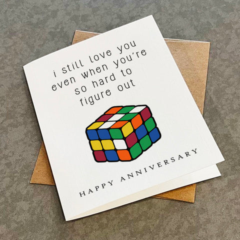 Funny Anniversary For Married Couple, Colorful Puzzle Pattern Toy, Cute Anniversary Greeting Card For Wife