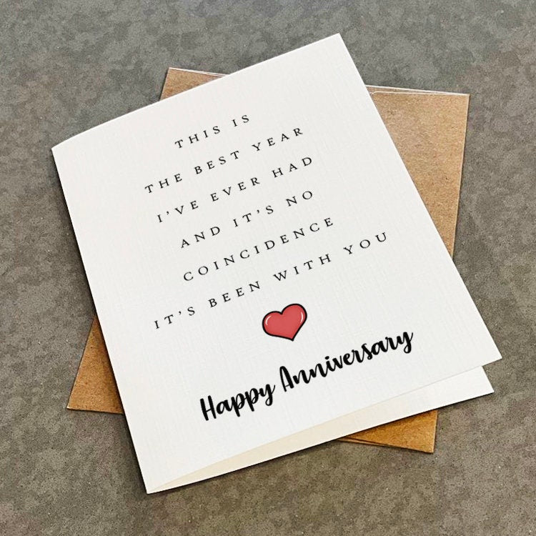 Best Year Ever - 1st Anniversary Greeting Card For Girlfriend - Kind & Romantic Anniversary Present For Her - Greeting Card For Wife