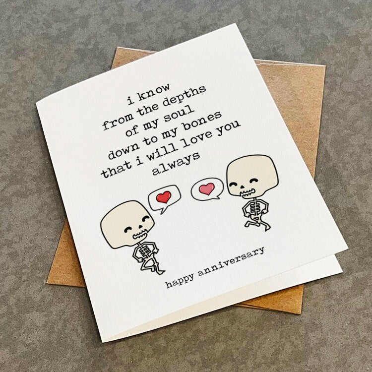 Halloween Skeleton Themed Anniversary Card For Husband, Lovely Fall Anniversary Greeting - I Will Love You Always - October Anniversary