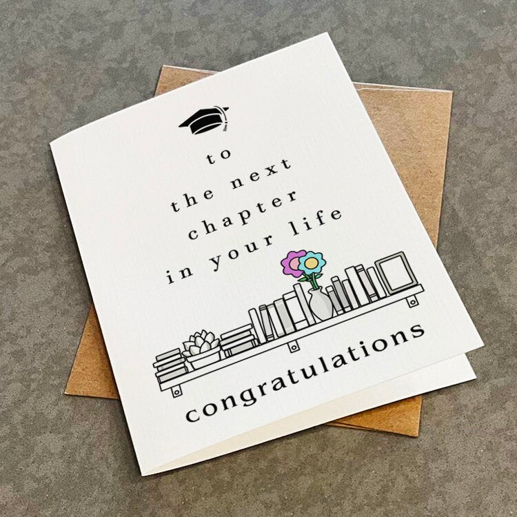 Bookworm Graduation Card, Elegant Graduation Card For Avid Reader, High School Grad Card For Daughter, Niece, To The Next Chapter