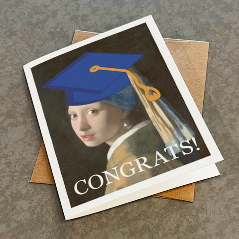 Girl With The Grad Hat Graduation Card - Johannes Vermeer - Funny Grad Card For Art Major, Art History Studies