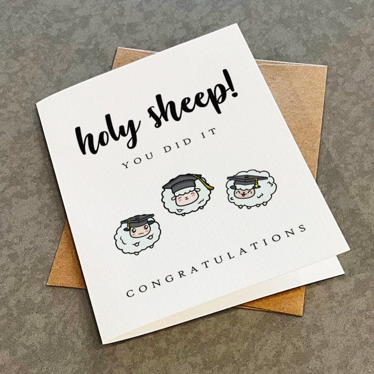 Cute Graduation For Daughter - Holy Sheep You Did It - Lovely Animals Congratulations Greeting Card - Punny Dad Joke Greeting