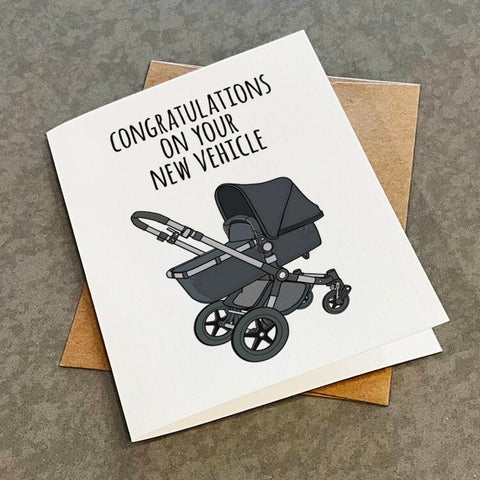 Congratulations Card For New Parents - Card For New Mom Funny Card For New Dad - Baby Shower Card - Witty Gender Reveal Card - New Stroller