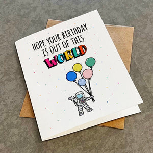 Cute Birthday Card For Fans of Astronauts & Space Travel Stars and the Universe  - Outter Space Theme Punny Greeting Card
