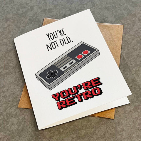 90s Gamer Card - Birthday Card For Dad - Not Old You're Retro - Birthday Card For Gamer - Oldschool Console - Birthday Card For Brother