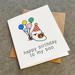 Happy Birthday To My Boo - Cute & Adorable Ghost Birthday Card For Boyfriend, Lovely Birthday Greeting For Girlfriend, Husband Birthday Gift