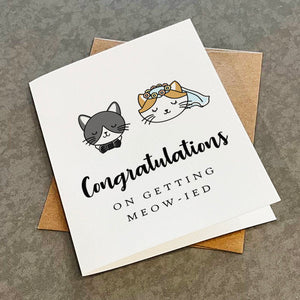 Just Married Congratulations Card, Funny Cat Wedding Card, Cute Congrats Card For Newly Wed Couple, Congrats Card For Bestie,