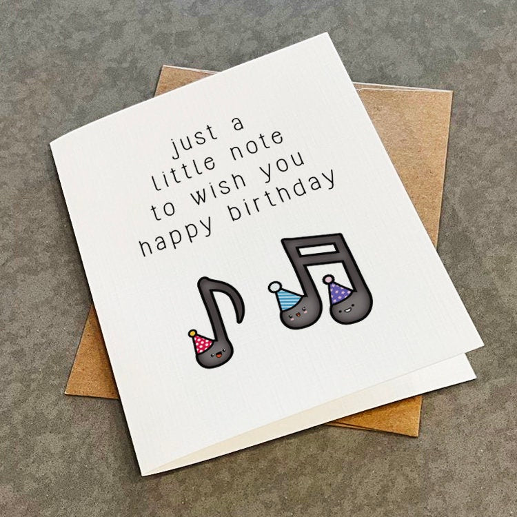 Musical Note Birthday Card - Cute & Lovely Birthday Greeting For Musical Major - Just A Little Note To Wish You Happy Birthday