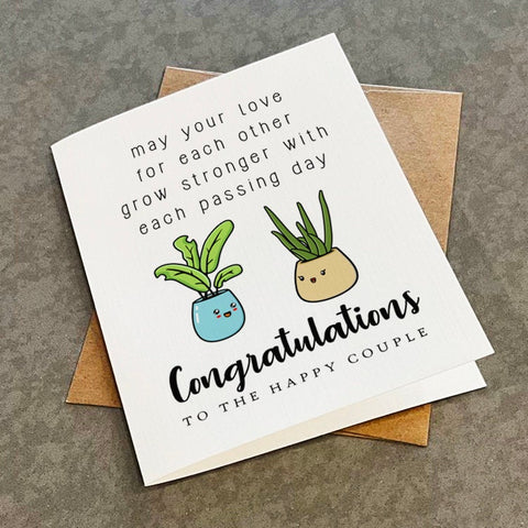 Adorable Congratulations Card Newly Engaged Or Married Couple, Cute Wedding Congrats Card, Best Wishes Card For Bestie, Best Friend