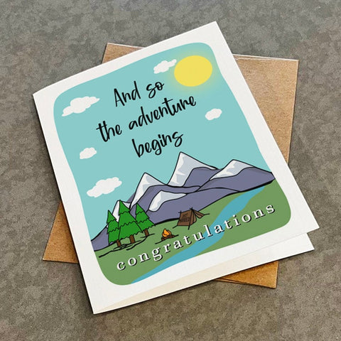 Wedding Congratulations Card For Outdoorsy Couple, Camping & Hiking Couple Congrats Card For New Married Couple