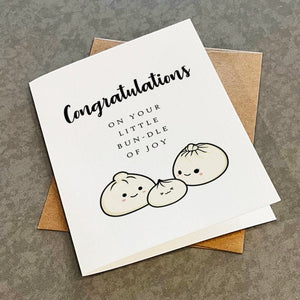 New Baby Congratulations Card For Couple, Cute New Mom, Adorable Steamed Bun Card For New Dad, First Child Card, Card For Him
