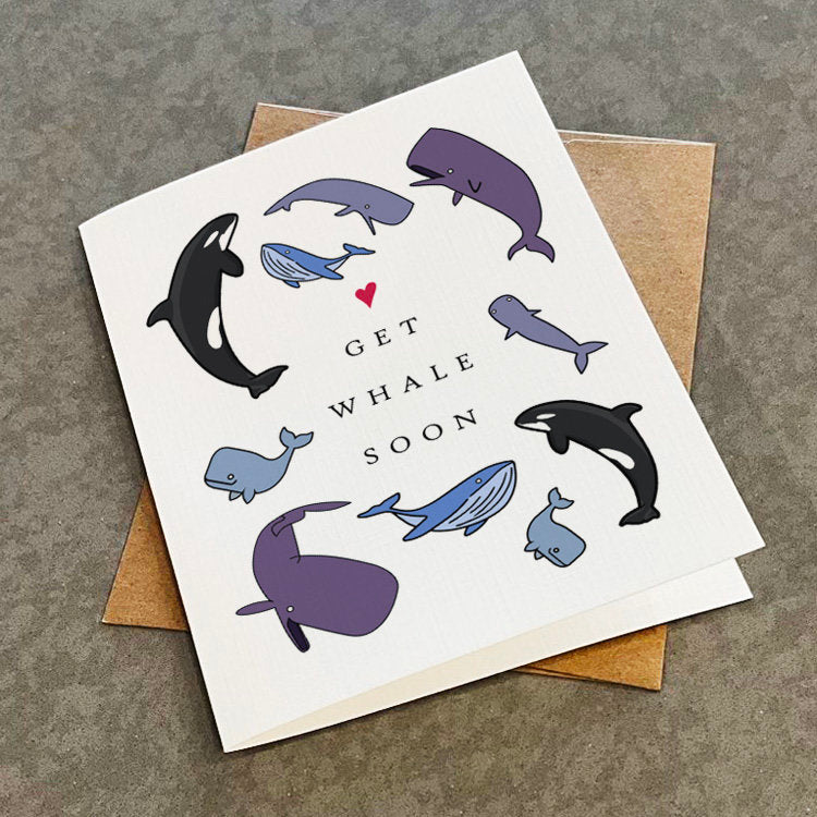 Get Whale Soon - Pun Funny Get Well Card, Cute And Witty Recovery Greeting  Card, Friendship Card, Encouragement Card For Friends & Family