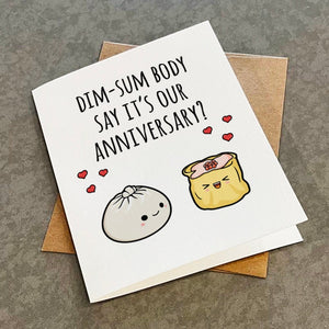 Dim Sum Anniversary Card For Wife, Cute Foodie Anniversary Card For Boyfriend, Funny Anniversary Card For Him, Card For Her