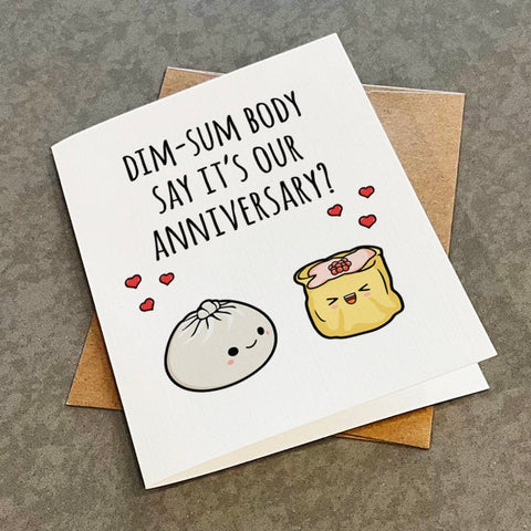 Dim Sum Anniversary Card For Wife, Cute Foodie Anniversary Card For Boyfriend, Funny Anniversary Card For Him, Card For Her