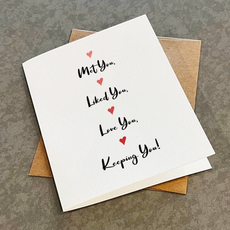 Cute Love Card, Lovely Anniversary Card For Him, Sweet Anniversary Card For Boyfriend, First Anniversary Card For Girlfriend