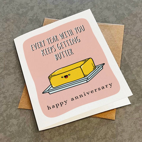 Funny Butter Anniversary Card, Adorable Anniversary Card For Boyfriend, Cute Greeting For Girlfriend, First Year Anniversary Gift For Him