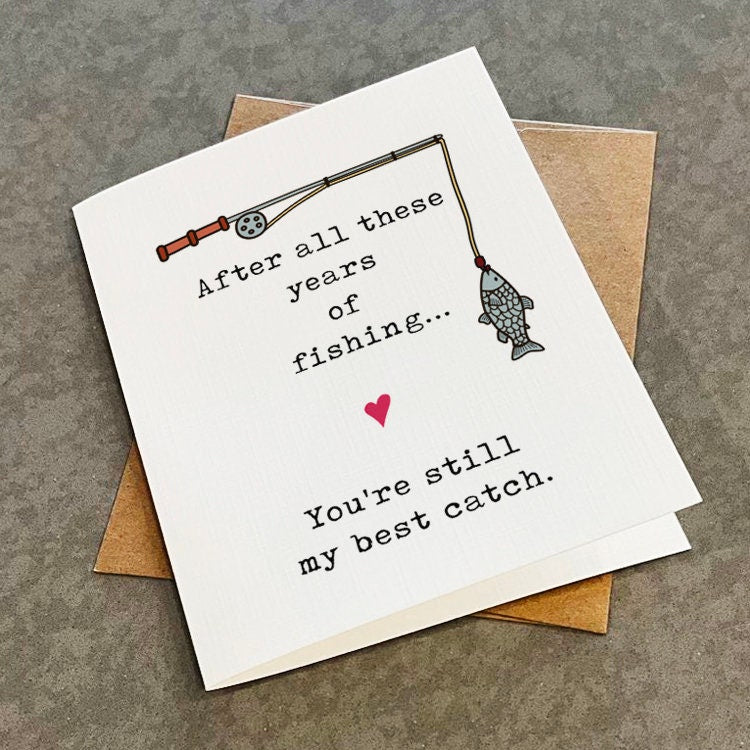 My Best Catch, Funny Fishing Anniversary Card For Her, Awesome Anniversary Card For Fishing Hobbyist, Card For Husband, Card For Wife