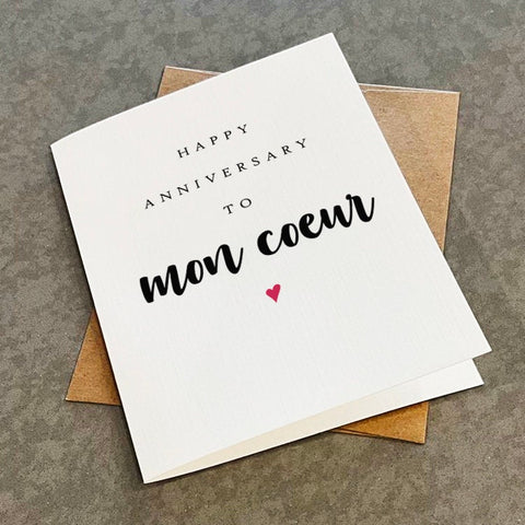 Mon Coeur Anniversary Card For Wife, Lovely Anniversary Card For Boyfriend, Adorable Card For Her