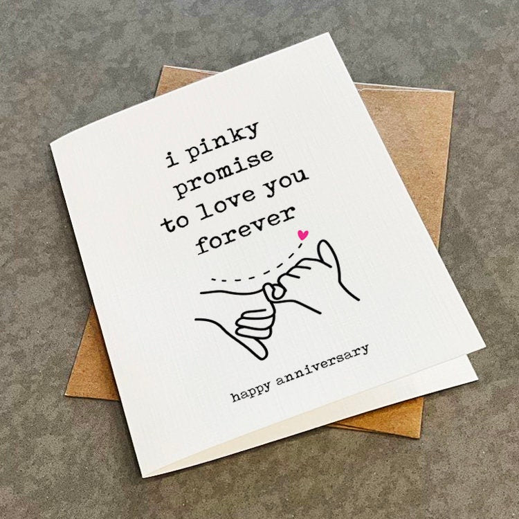 Pinky Promise Anniversary Card - Adorable Anniversary Gift For Girlfriend - Cute Anniversart Present For Her - Greeting Card For Husband