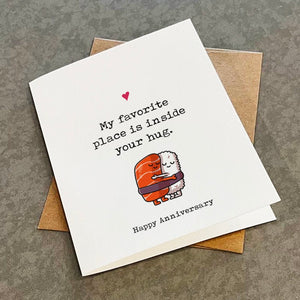 In Your Hug Cute & Sentimental Anniversary Card For Husband, Cute Foodie Anniversary Card For Girlfriend, Funny Anniversary Card For Him