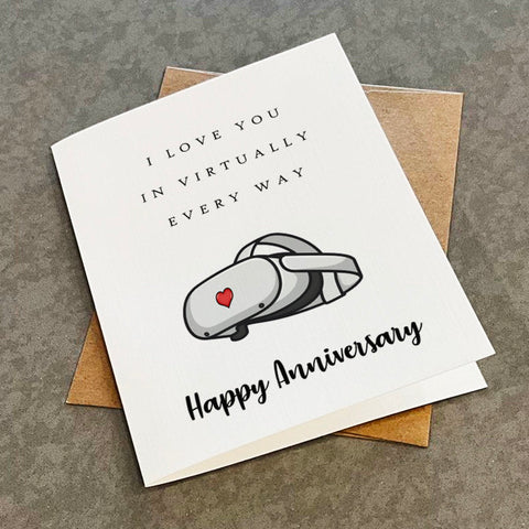 Funny Virtual Reality Anniversary Card - Witty Anniversary Greeting Card For Tech Nerd Husband or Boyfriend - VR Head Set Anniversary Gift