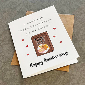 All The Fibers Of My Being Anniversary Greeting Card For Husband, Dad Joke Pun Anniversary Card - Whole Bran Cereal Box - Lovely Anniversary