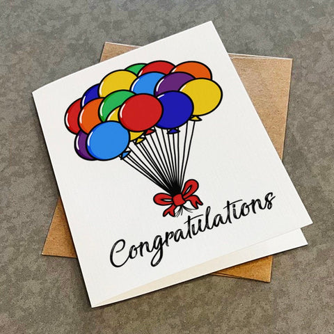 Cute Congratulations Card - New Grauduate or Expecting Card -  Assortment of Colorful Balloons