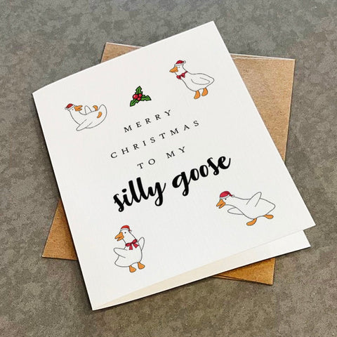 Merry Christmas To My Silly Goose - Christmas Card For Son or Daughter, Adorable Holiday Greeting Card For Niece, Nephew - Seasons Greetings