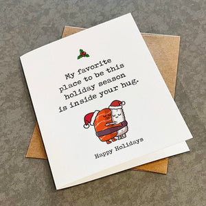 In Your Hug Cute & Sentimental Christmas Card For Husband, Cute Foodie Holiday Card For Girlfriend, Lovely Christmas Card For Her