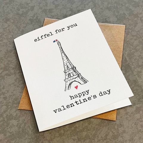 I Fell For You Valentine's Day Card - Eiffel Tower French Themed V-Day Gift - Lovely Valentine's Day Card Present