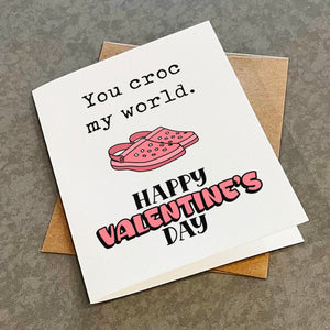 You Croc My World Valentine's Day Card - Funny Pun Card For Boyfriend - Sweet Valentine Gift For The Man In Your Life