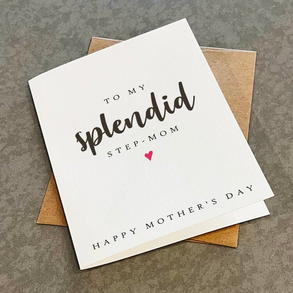 Splendid Step Mom Mother's Day Card, Simple & Elegant Mother's Day Card For Stepmother, Mothers Day Card For Step-Mom